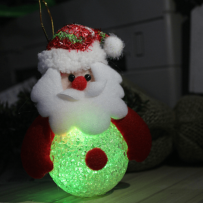 10*12CM Lovely Christmas Luminous Pendant Dolls Santa Claus/Snowman/Bear/Elk Christmas Home Decoration - MRSLM