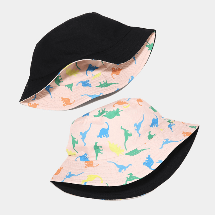 Women Double-Sided Cartoon Printing Summer Outdoor UV Protection Casual Sun Hat Bucket Hat - MRSLM