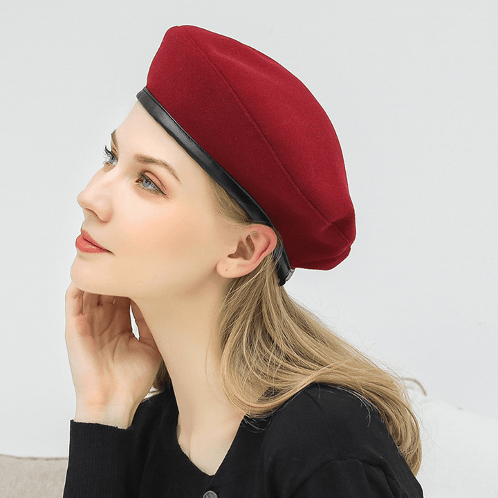 Woolen Beret Caps Wild Casual Drawstring Adjustable Painter Hat - MRSLM