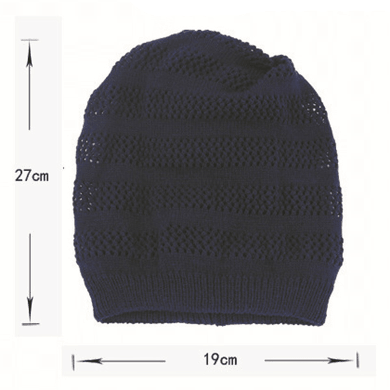 Women Solid Warm Knitted Hat Adjustable Elastic Windproof Collar Scarf - MRSLM