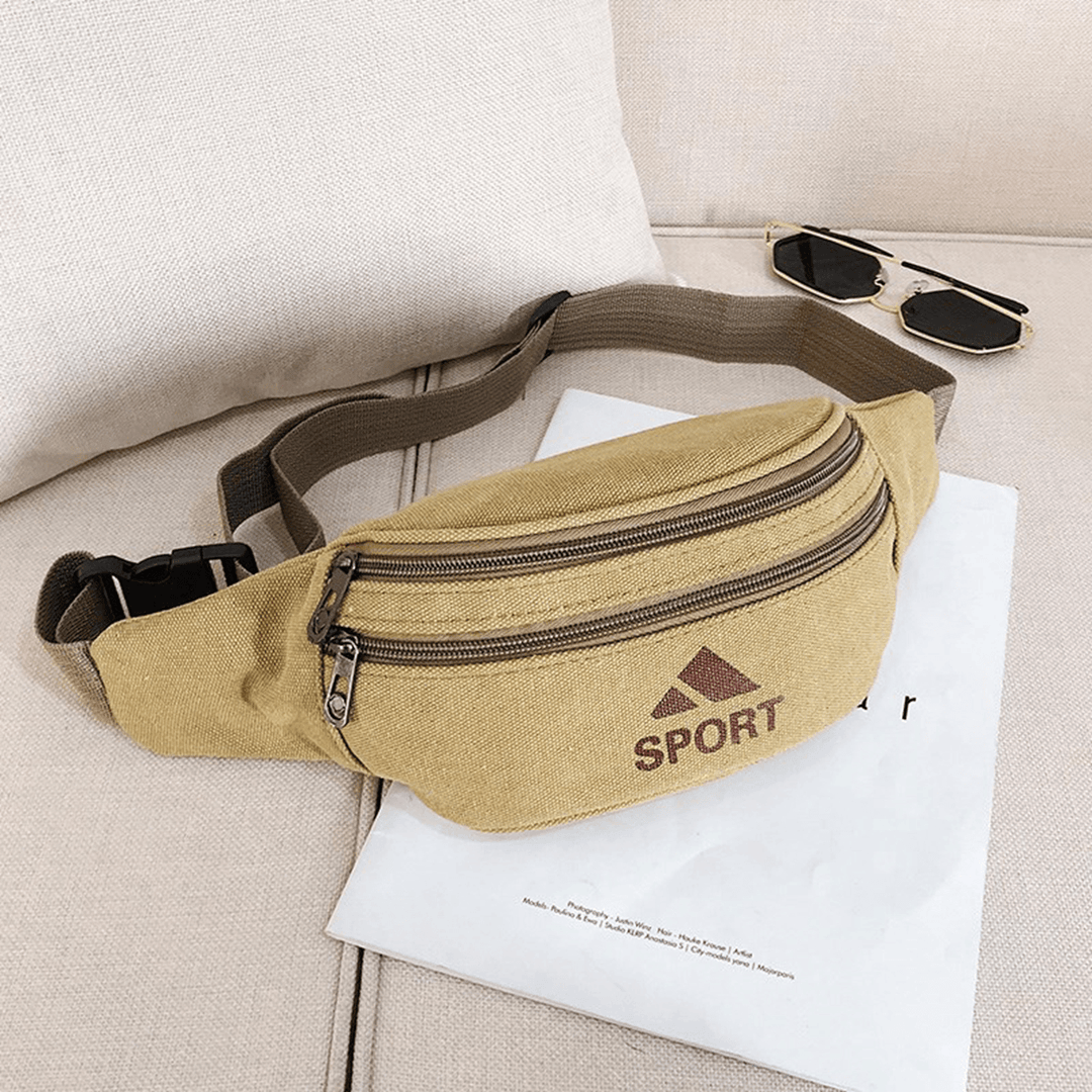 Men Canvas Waist Bag Outdoor Camping Hiking Traveling Sports Bag Storage Bag - MRSLM