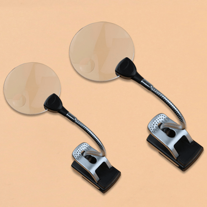 2.5X 8X Desk Reading Lamp Clamp Folding LED Lighted Magnifier Loupe Desktop Magnifying Glass with Wireless Magnifier - MRSLM