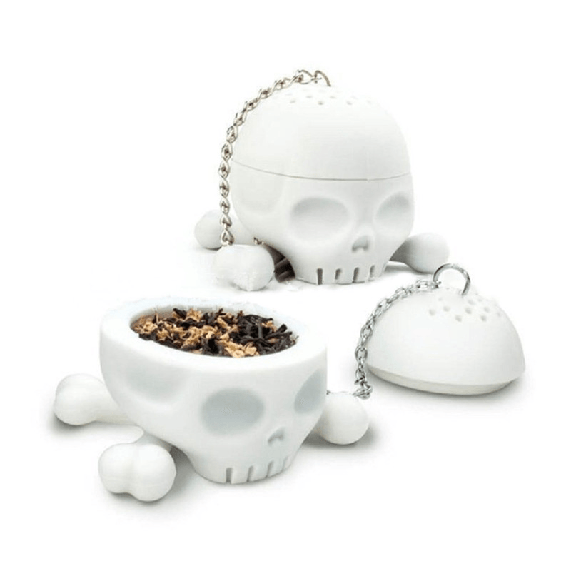 Cool Food-Safe Silicone T-Bones Bones Skull Infuser Loose Leaf Tea Strainer Filter Infuser Diffuser Silicone T-Bones Tea Bones Skull Tea Infuser - MRSLM