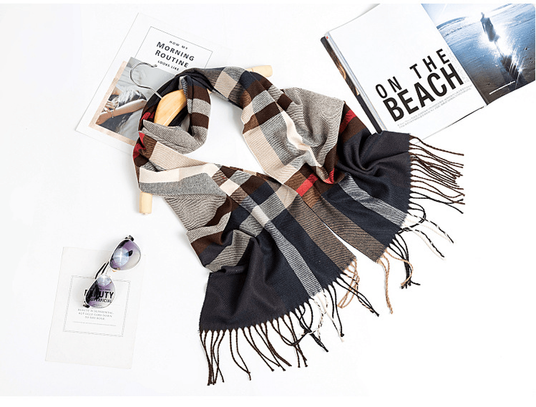 All-Match Simple Men'S Plaid Warm Scarf - MRSLM