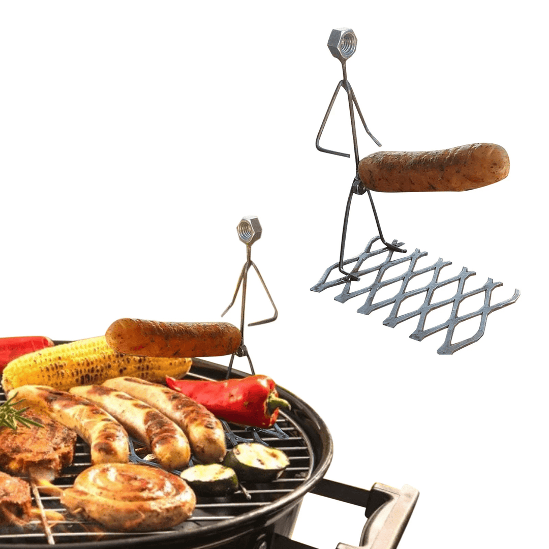 Metal Art Barbecue Clip Novelty Men Shaped Stainless Steel Camp Fire Roasting Stick Outdoor Barbecue Grill - MRSLM