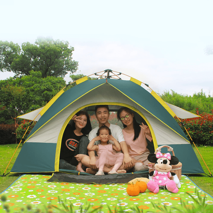 2-4 Person Fully Automatic Pop up Tent Camping Travel Family Tent Rainproof Windproof Sunshade Awning - MRSLM