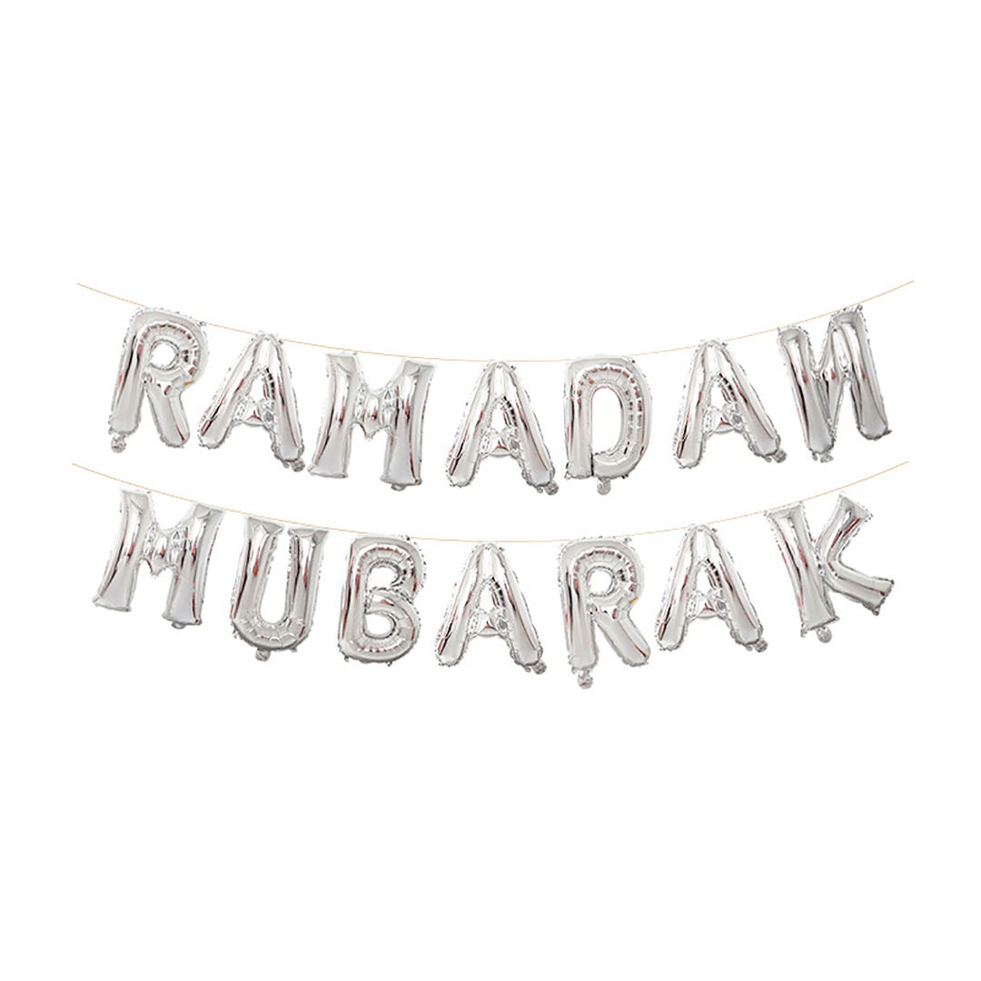 Eid Ramadan Mubarak Letter Pentagram Moon Party Foil Balloon Decoration Set - MRSLM