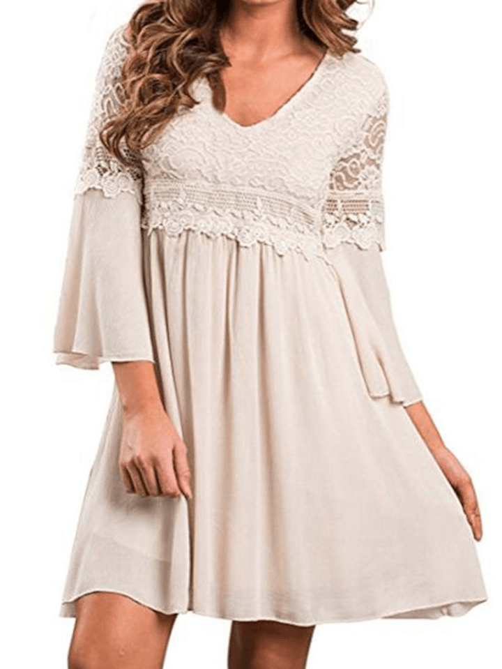 Lace Leisure Style Summer Holiday Loose Mini Dress - MRSLM