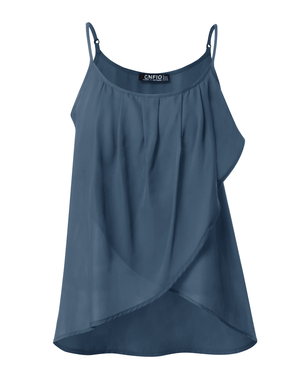 Solid Color Pleated Adjustable Straps Spaghetti Sleeveless Tank Tops - MRSLM