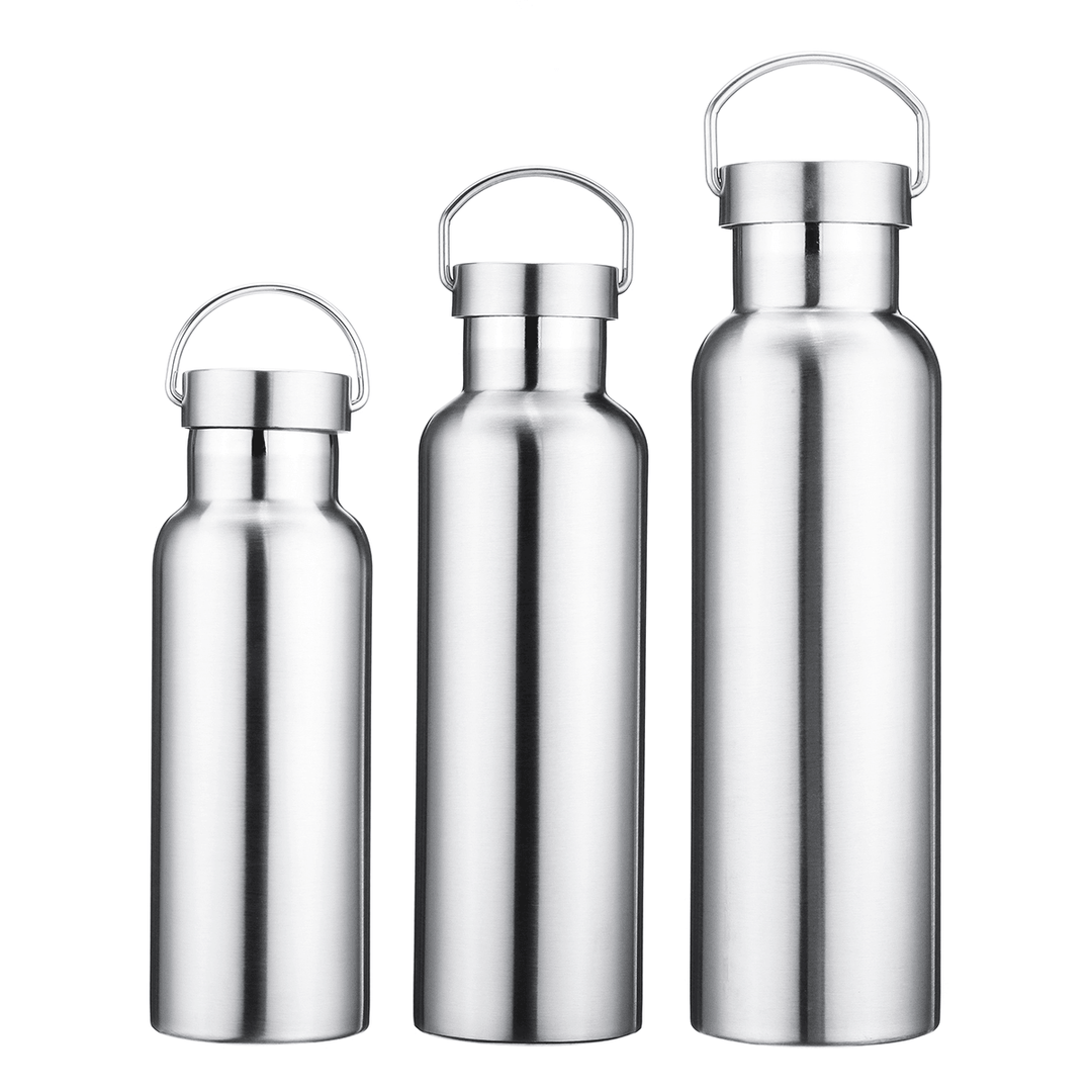 500Ml 600Ml 800Ml Water Bottle 304 Stainless Steel Wide Mouth Vacuum Cup with Outdoor Carabiner - MRSLM