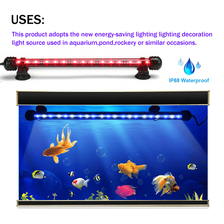 28Cm RGB APP LED Aquarium Fish Tank Light Submersible Waterproof Bar Strip Lamp - MRSLM