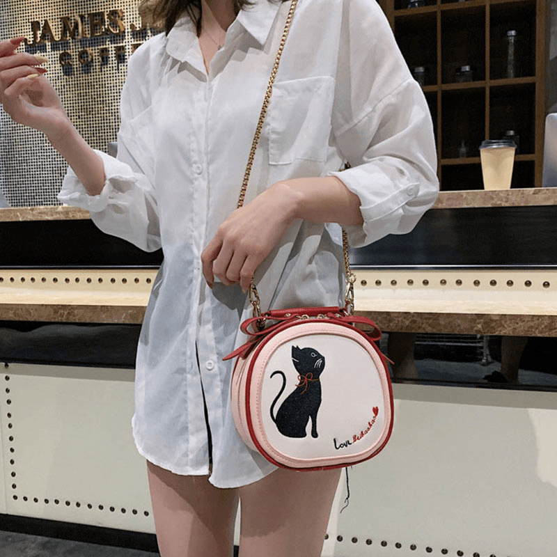 Women Fashion Cute Cat Handbag Shoulder Bag Crossbody Bag for Daily Date Shopping - MRSLM