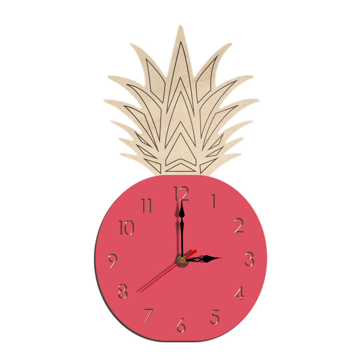 Creative Fruit Pineapple Wall Clock Acrylic Wood Clock for Livingroom Children Bedroom Cartoon Decorative - MRSLM