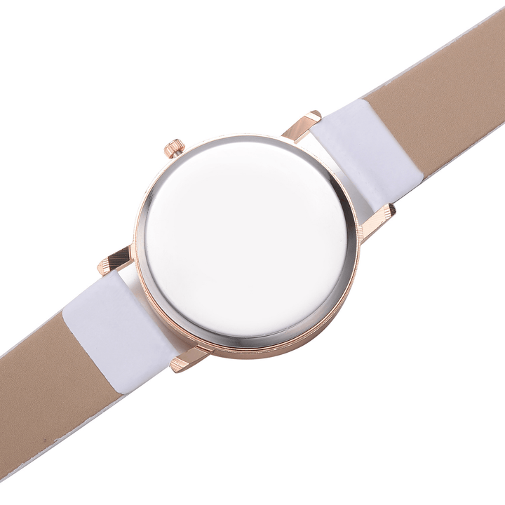 Casual Style Women Wrist Watch Rose Gold Case Leather Strap Quartz Watch - MRSLM