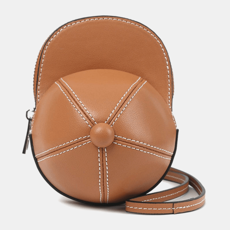 Women Faux Leather Baseball Hat Shape Causl Creative Shoulder Bag Crossbody Bag - MRSLM