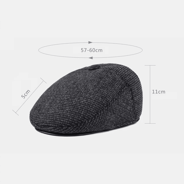 Men Casual Autumn Winter Warm Ear Protection Thicken Forward Hat Outdoor Cool-Protection Newsboy Cap Berets Flat Hat Driving Hat - MRSLM