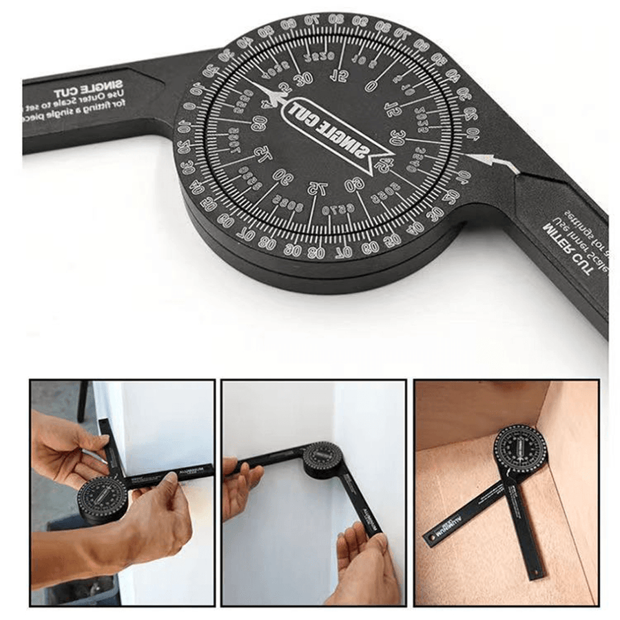 360° Degree Wood Working Measuring Ruler Aluminum Miter Saw Protractor Finder Rustproof Angle Finder Miter Gauge Goniometer - MRSLM