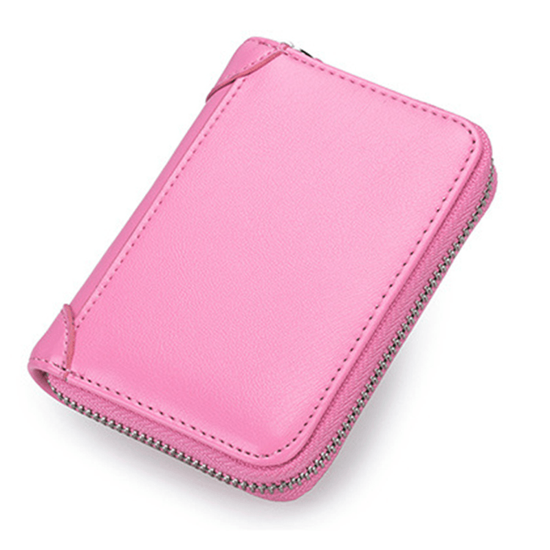 Large Capacity RFID Genuine Leather Men Women Casual Zipper Creddit Card Holder - MRSLM