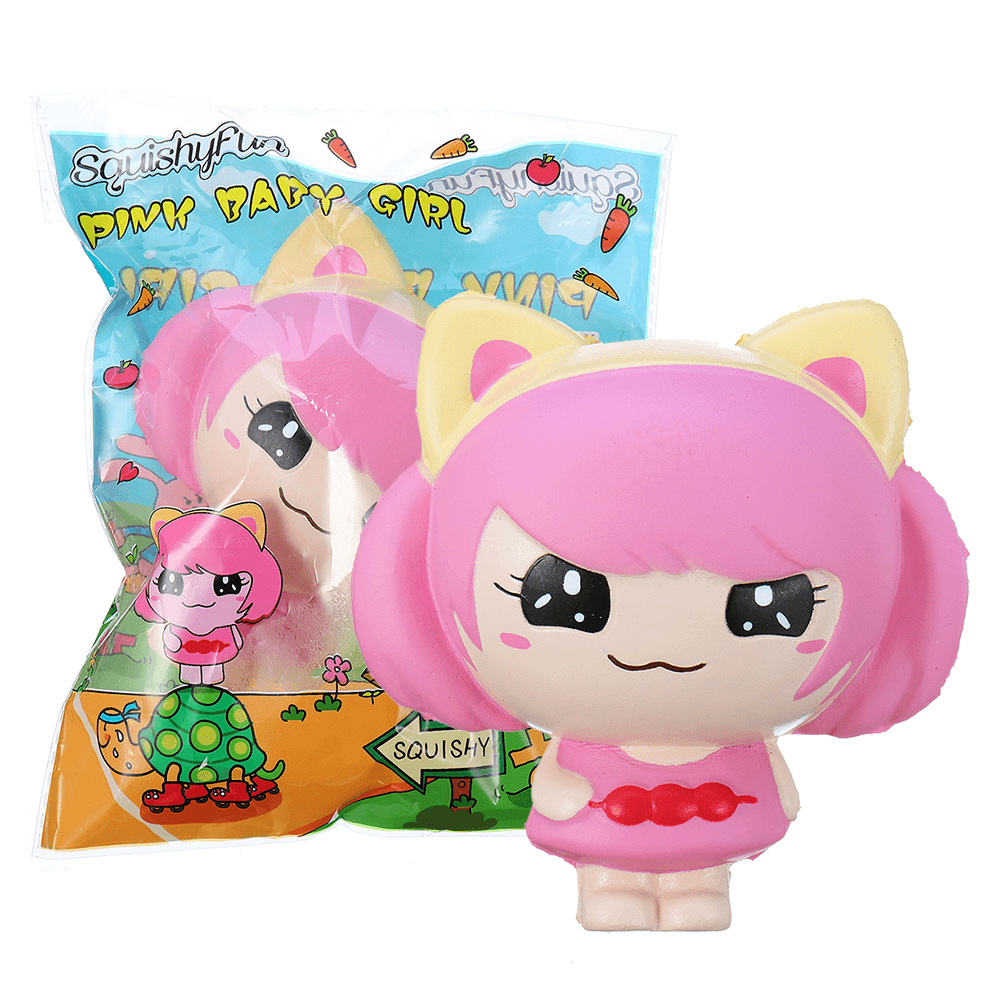 Squishyfun Pink Little Girl Squishy Hanging Decoration 12CM Cute Doll Gift Collection Packaging - MRSLM