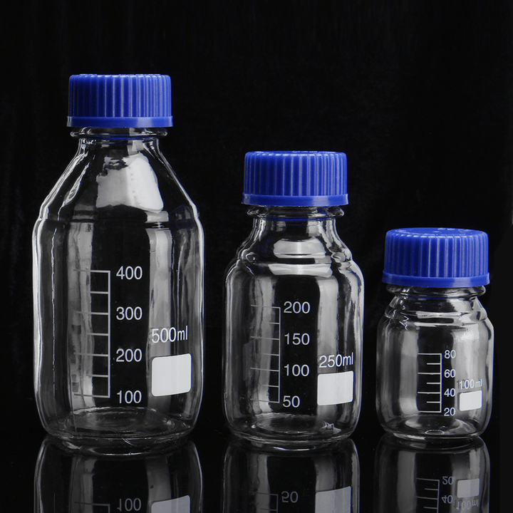 100/250/500Ml Borosilicate Glass Clear Reagent Bottle Blue Screw Cap Lab Storage Bottle - MRSLM