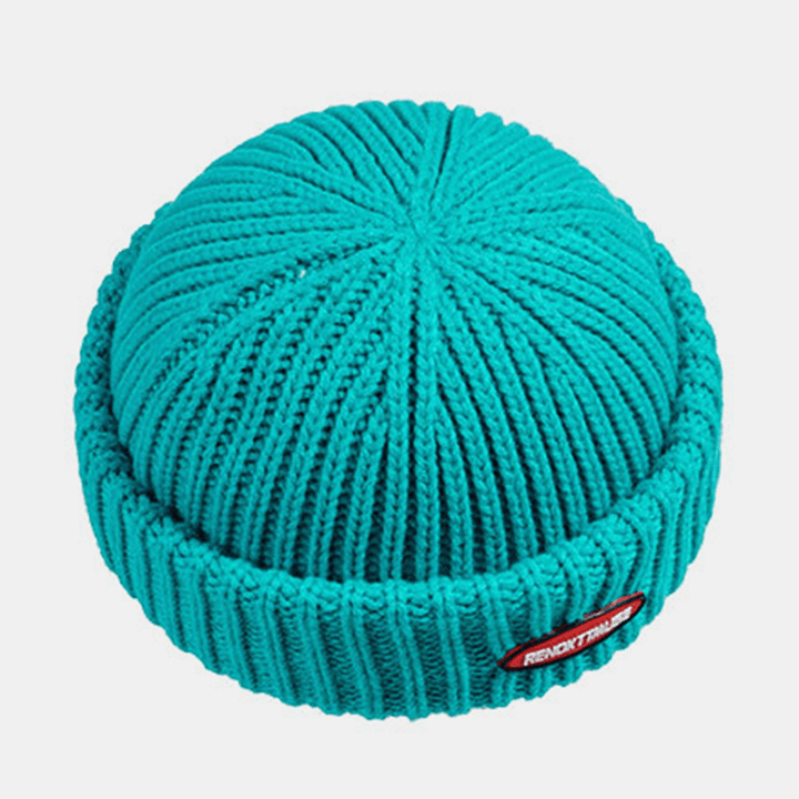 Unisex Cotton Dome Patch Knitted Cap Street Hip Hop Sunshade Brimless Beanie Hat - MRSLM