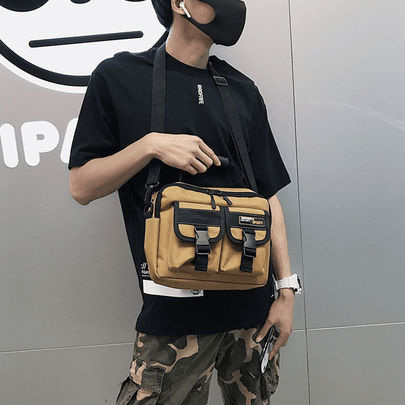 Men Canvas Large Capacity USB Charging Vintage Hippie Messenger Bag Crossbody Bag Shoulder Bag - MRSLM