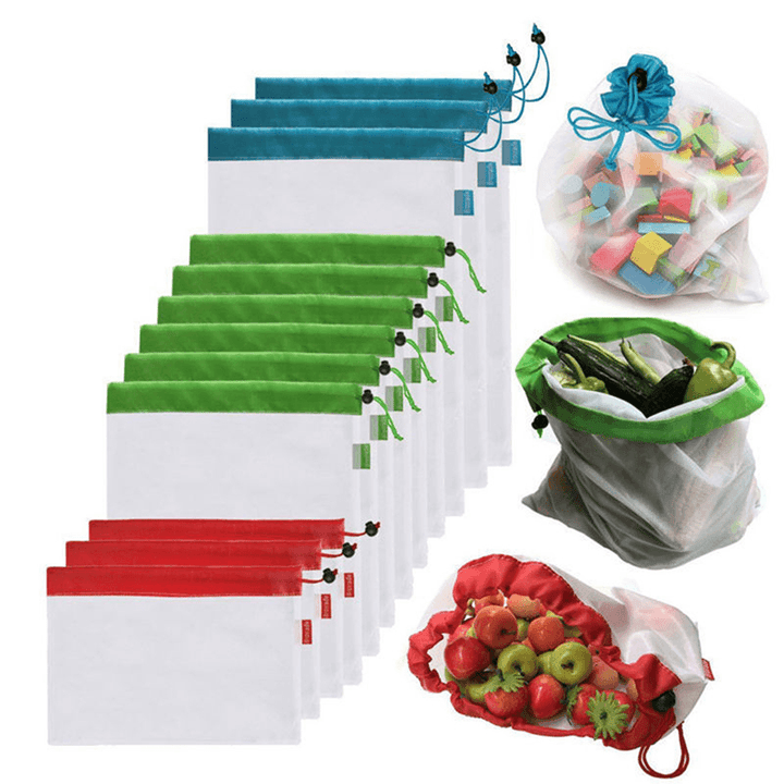 5Pcs Reusable Mesh Storage Bag for Grocery Shopping Fruit Vegetable Toys Storage Produce Bag - MRSLM