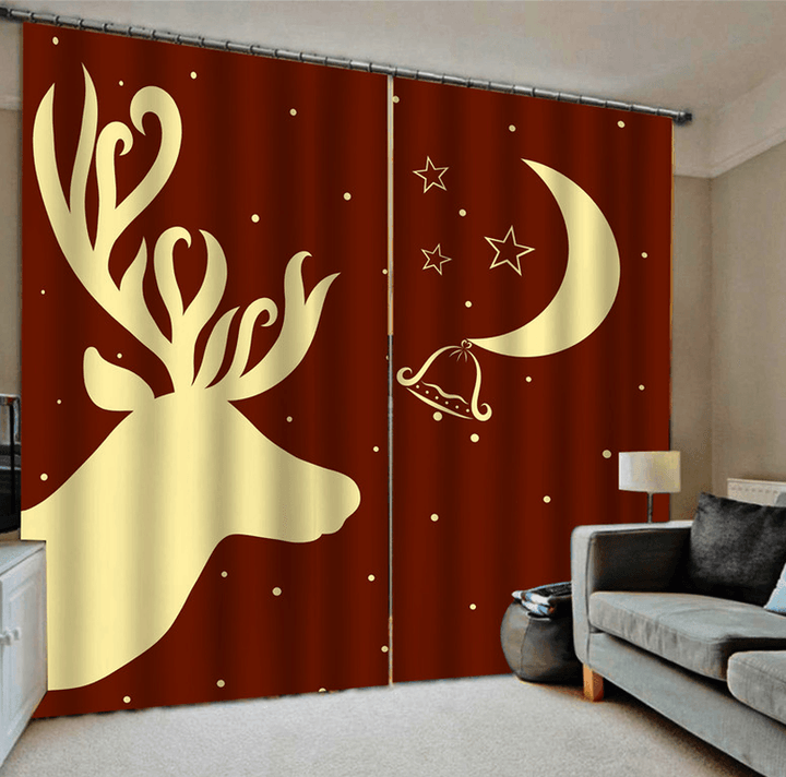 132*160Cm Christmas Printed Curtains Blackout Window Curtains for Living Room Christmas Decoration - MRSLM