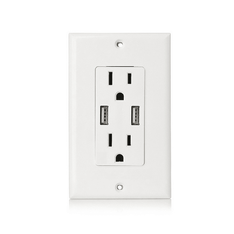 US Wall Socket 2 USB Outlets 2.4A/3.1A/4.2A Charger Socket Wall Socket Panel Switch - MRSLM