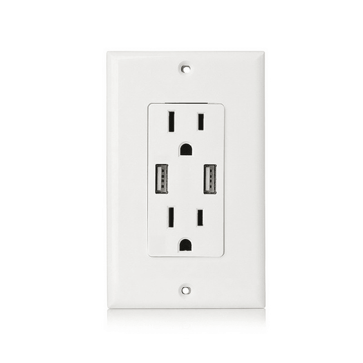 US Wall Socket 2 USB Outlets 2.4A/3.1A/4.2A Charger Socket Wall Socket Panel Switch - MRSLM