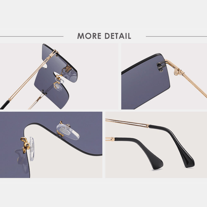 Women Oversized Square Frame Fashion Metal UV Protection Sunglasses - MRSLM