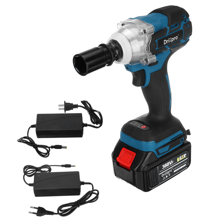 Drillpro 5C 10Xli-Ion Battery Cell Brushless Impact Wrench Electric Wrench Driver 2 Batteries W/ Sleeve Fit Makita - MRSLM