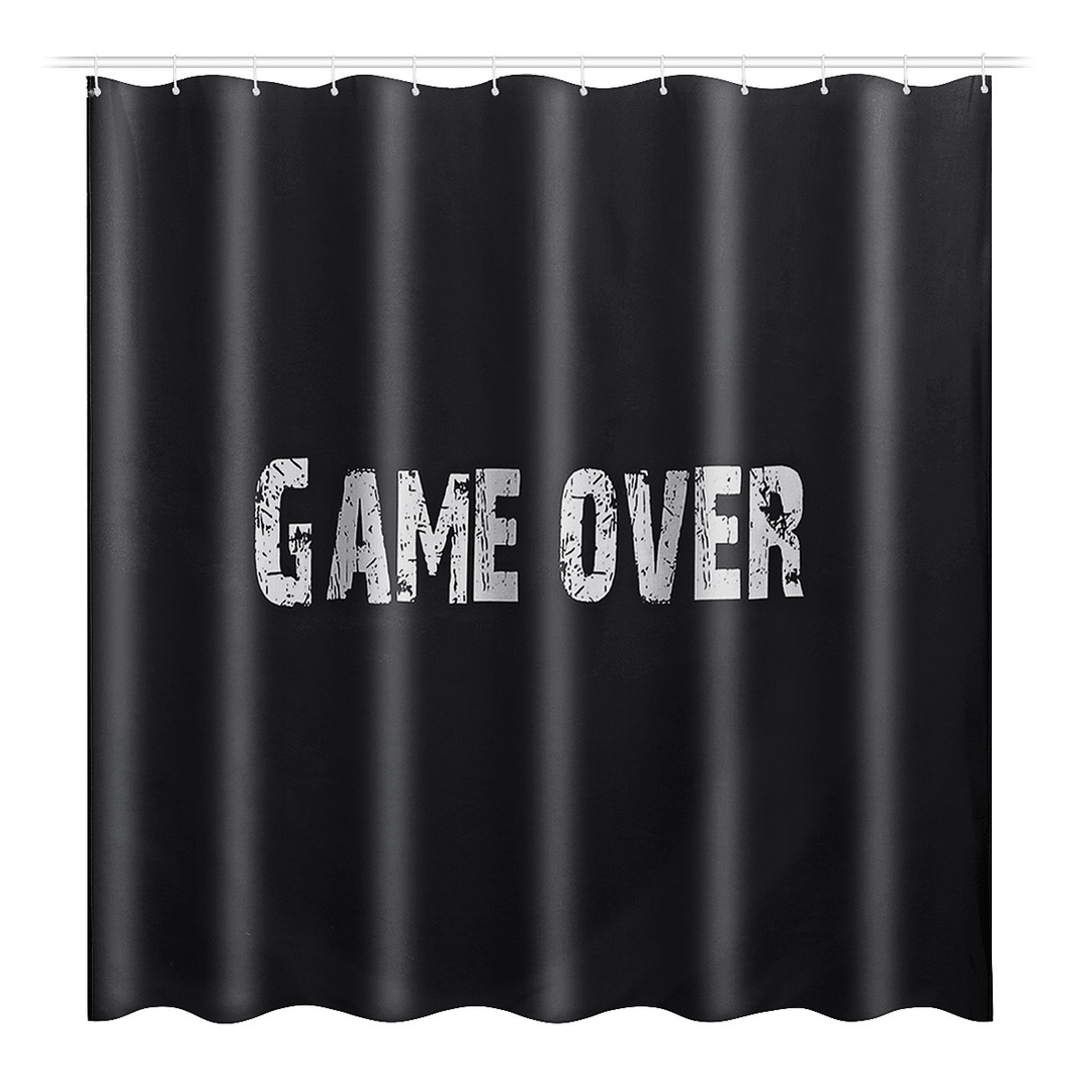 1/3/4PCS Black Waterproof Bathroom Shower Curtain Toilet Cover Mat Non-Slip Rug Set - MRSLM