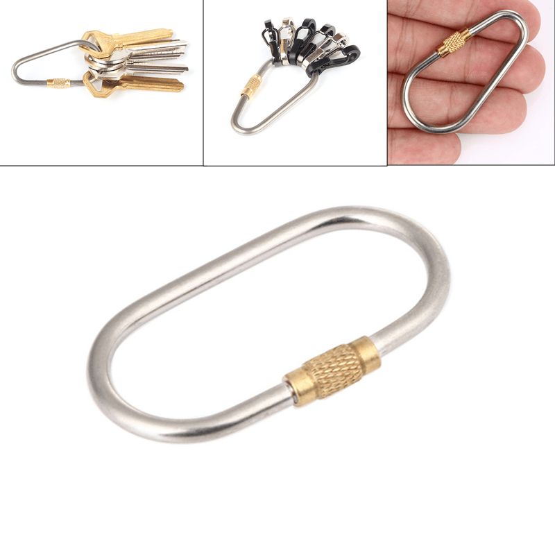 Titanium Key Chain Carabiner Screw Lock Bottle Hook Buckle Hanging Padlock Key Chain Camping Hiking - MRSLM