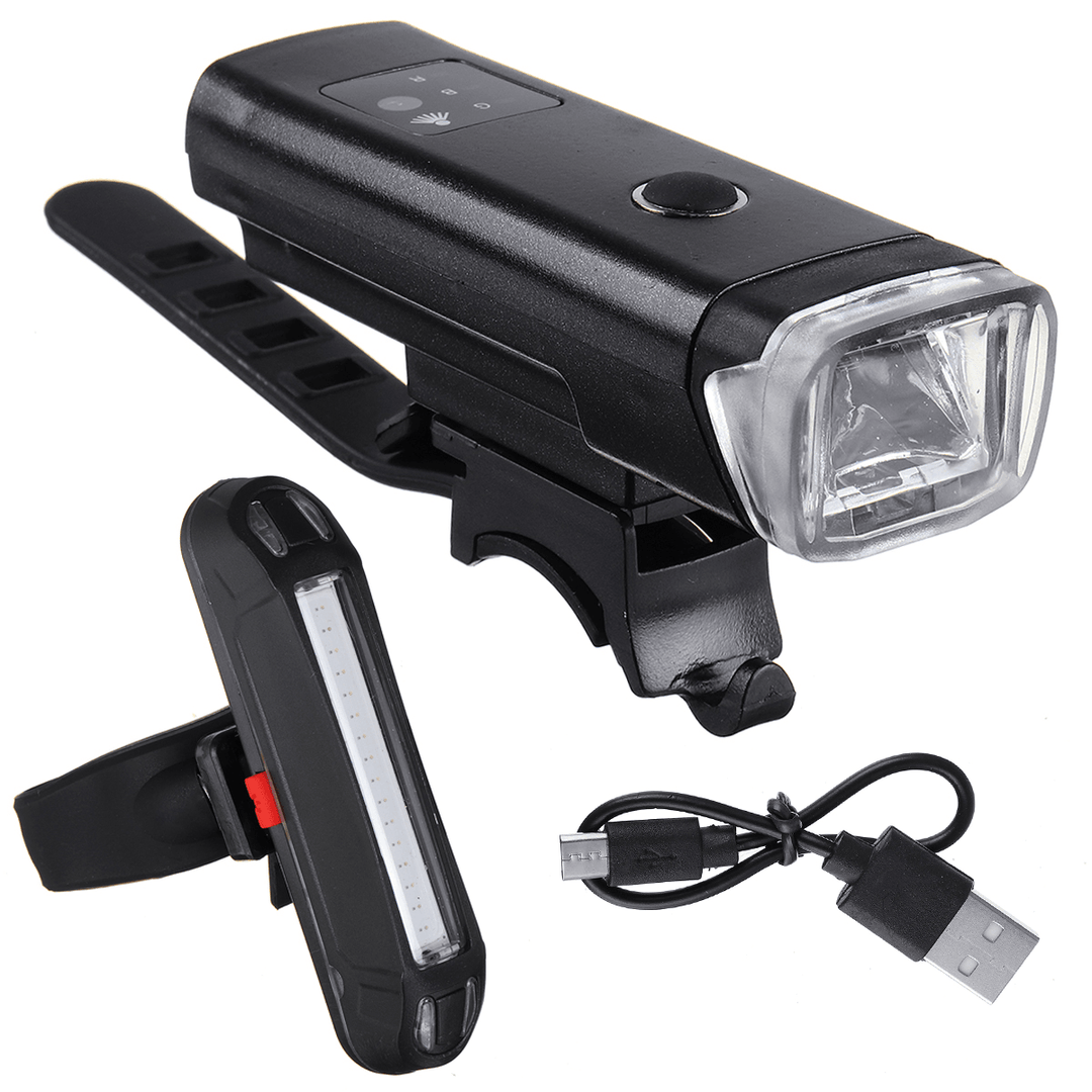 BIKIGHT 350Lm 1200Mah Touch Light-Sensitive LED USB Charging Bike Lights Set Bicycle Headlight with Taillight - MRSLM