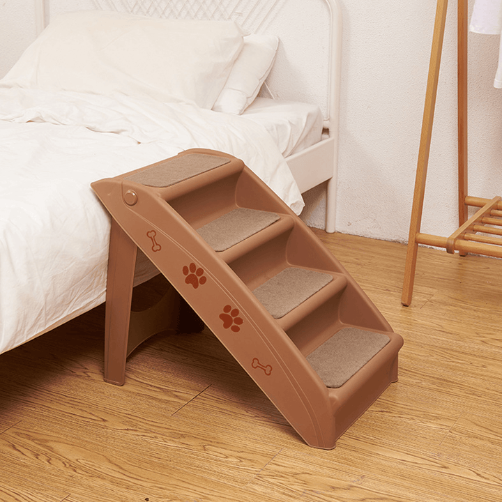 4 Steps Stairs for Small Dog Cat Dog House Pet Ramp Ladder Anti-Slip Removable Dogs Bed Pet Folding Stairs - MRSLM