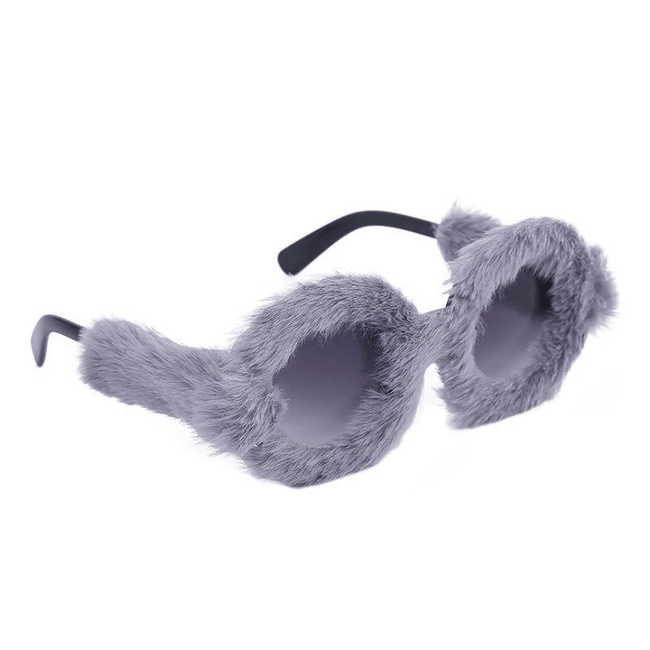 Fashion round Frame Plush Full Coverage Sunglasses for Women - MRSLM