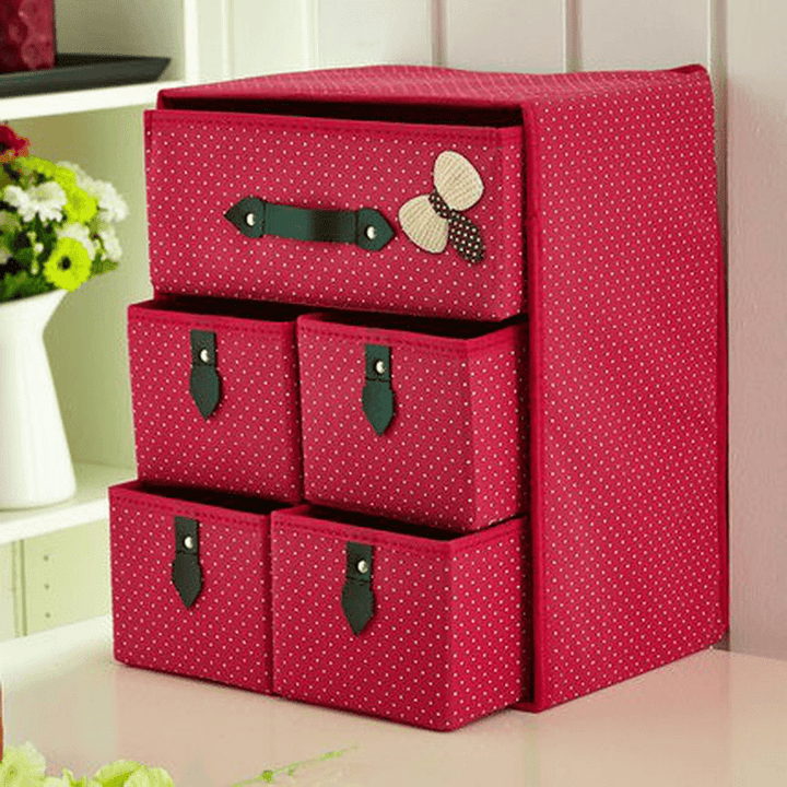 Three Layer Storage Box Five Drawer Non-Woven Underwear Cosmetic Makeup Sundries Organizer - MRSLM