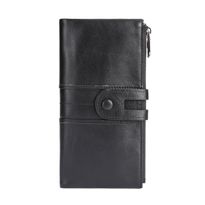 Women Genuine Leather RFID Antimagnetic Long Phone Wallet Card Holder Phone Bag - MRSLM