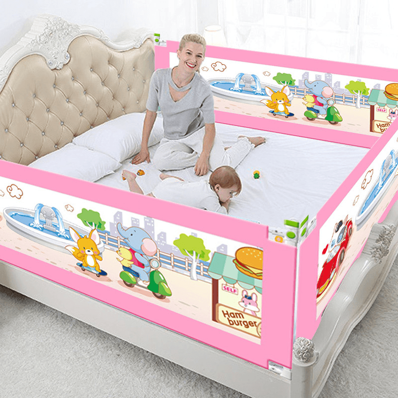 5 Adjustable Height Level Baby Bed Fence Safety Gate Child Barrier for Beds Crib Rail Security Playpen - MRSLM