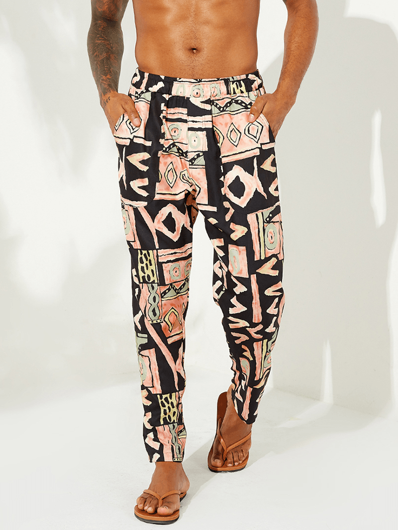 Ethnic Style Funny Printing Straight Pants - MRSLM