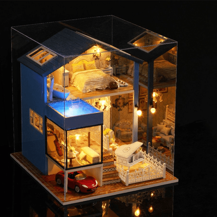 Cuteroom A-061-A Seattle DIY Dollhouse Miniature Model with Light Music Collection Gift Decor - MRSLM