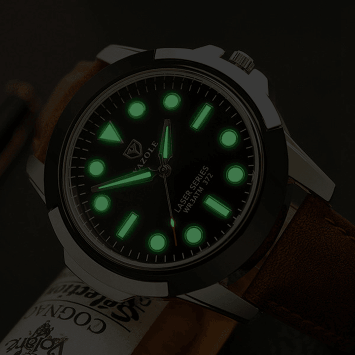 YAZOLE 372 Men Luminous Display Sport Alloy Case Wearable PU Band Men Watch Quartz Watch - MRSLM