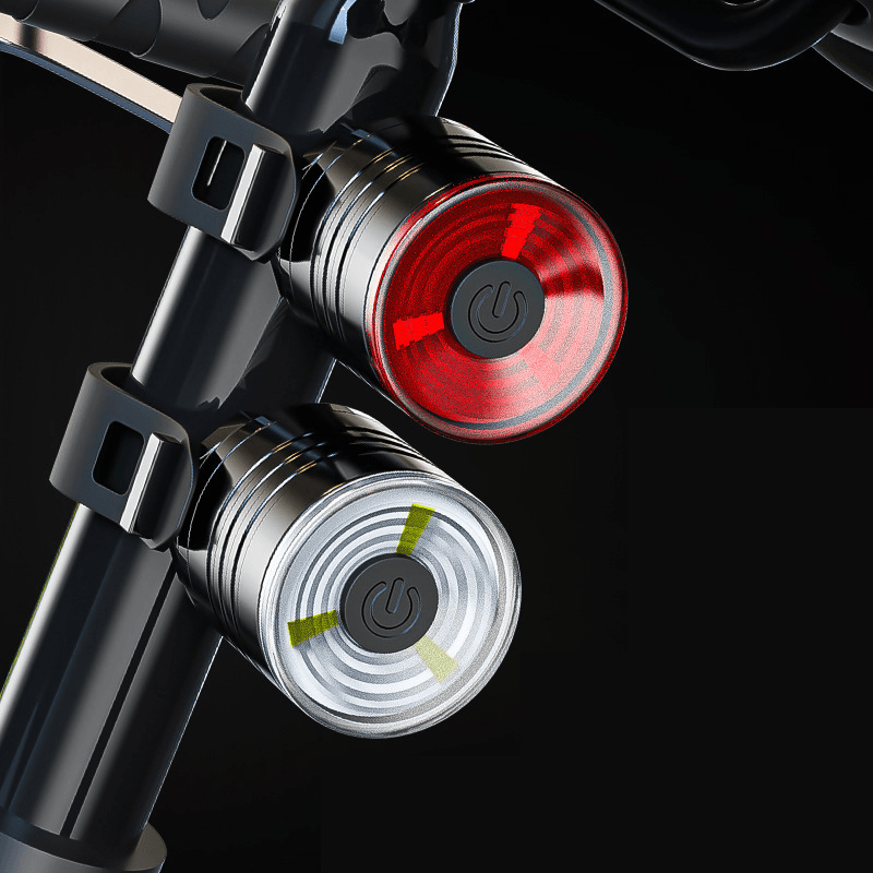 BIKIGHT 1Pair Bicycle Headlight +Taillight Night Riding Warning Light Aluminum Alloy Waterproof Outdoor Cycling Mountain Bike LED Light - MRSLM