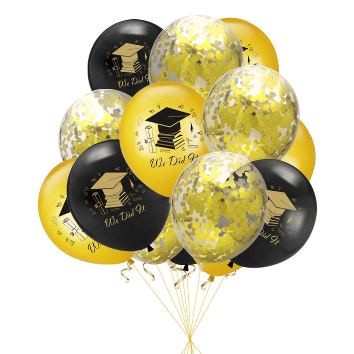 10Pcs Graduation Balloons Gold Silver Black Latex Balloon - MRSLM