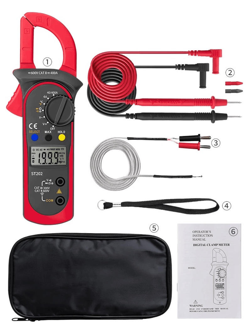 ANENG ST202 Digital Clamp Multimeter Resistance Ohm Transistor Testers Current Voltmeter Lcr Clamp Meter with Temperature - MRSLM