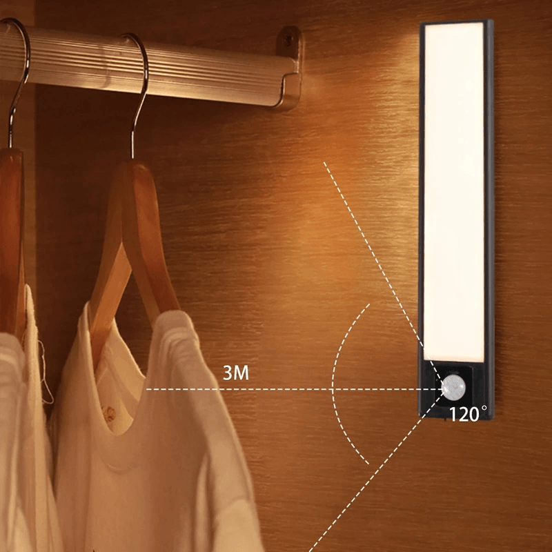 20/40/60CM Body Sensing Small Night Light USB Charging Lamp LED Portable Strip Light for Bedroom Wardrobe Bookcase Stairs - MRSLM