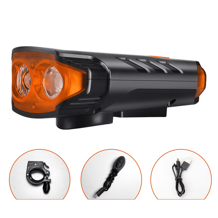 XANES® 5-Modes 2*T6 LED Solar Bicycle Headlights 6-Horns Sounds Waterproof Bike Light for Mountain Bike Night Ridingf Cycling - MRSLM