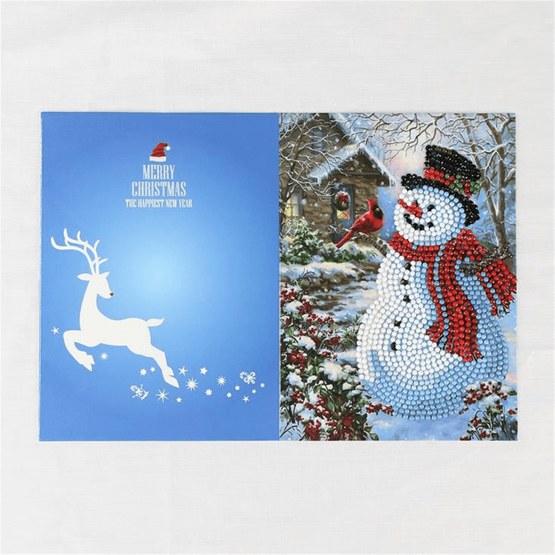 5D DIY Diamond Painting Christmas Greeting Card Cross Stitch Embroidery Mosaic Holiday Decor - MRSLM