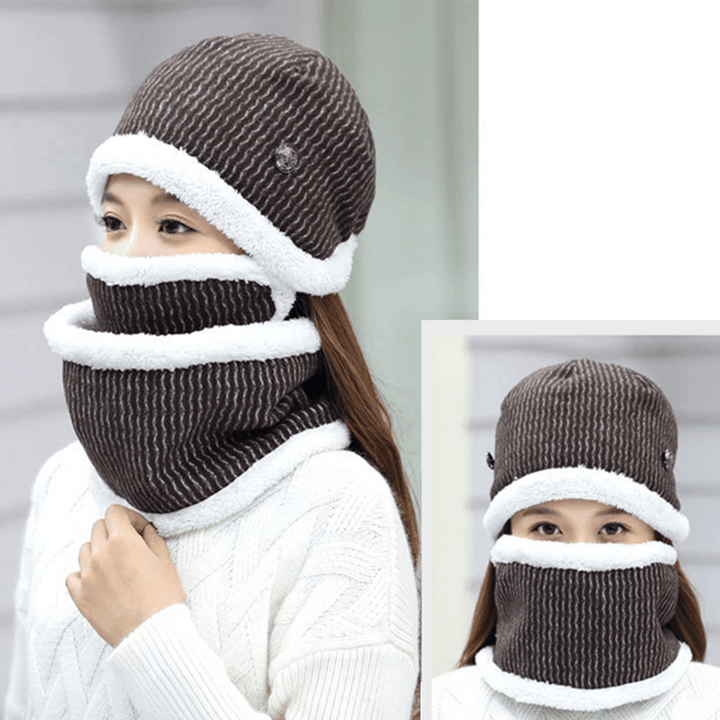 Women Thick Fleece Liner Multipurpose Knitted Hat Scarf - MRSLM